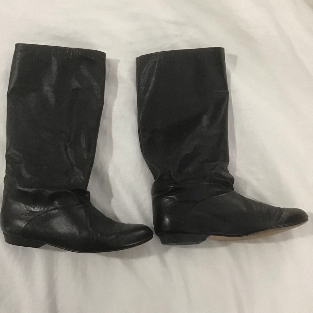Cobbie Black Leather Low Heeled Boots Vintage, Size 10.5